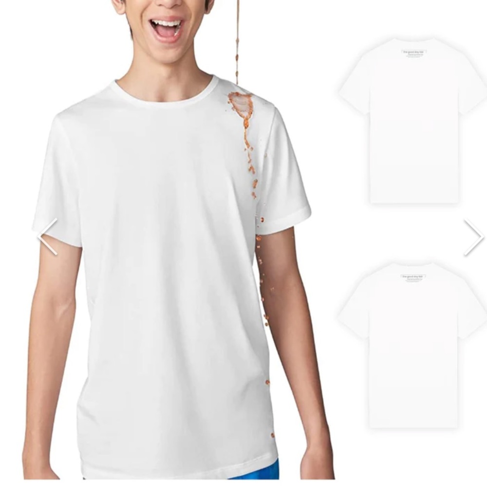 Stain-Repel Kids T-Shirt | The Good Day Lab™ | Brand New | Size 8-9 C: White